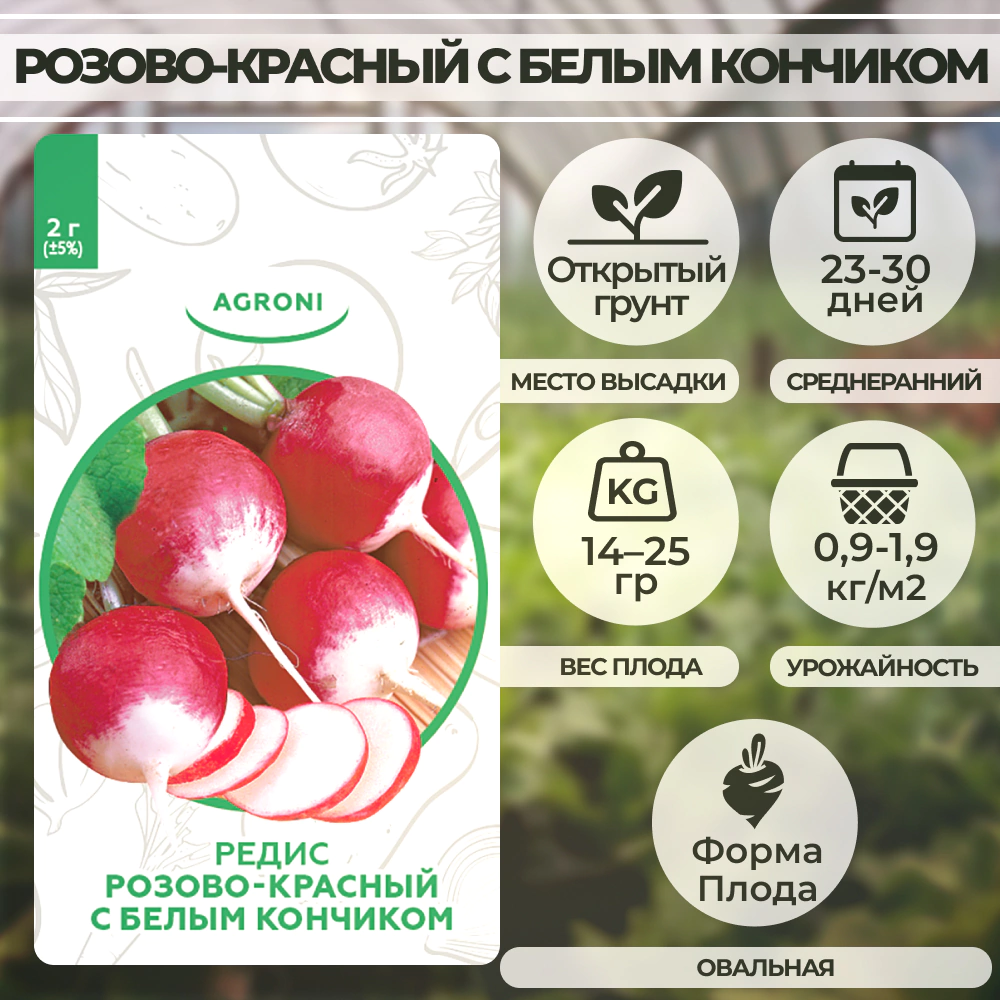 Редис розово-красный с белым кончиком 2 г XS