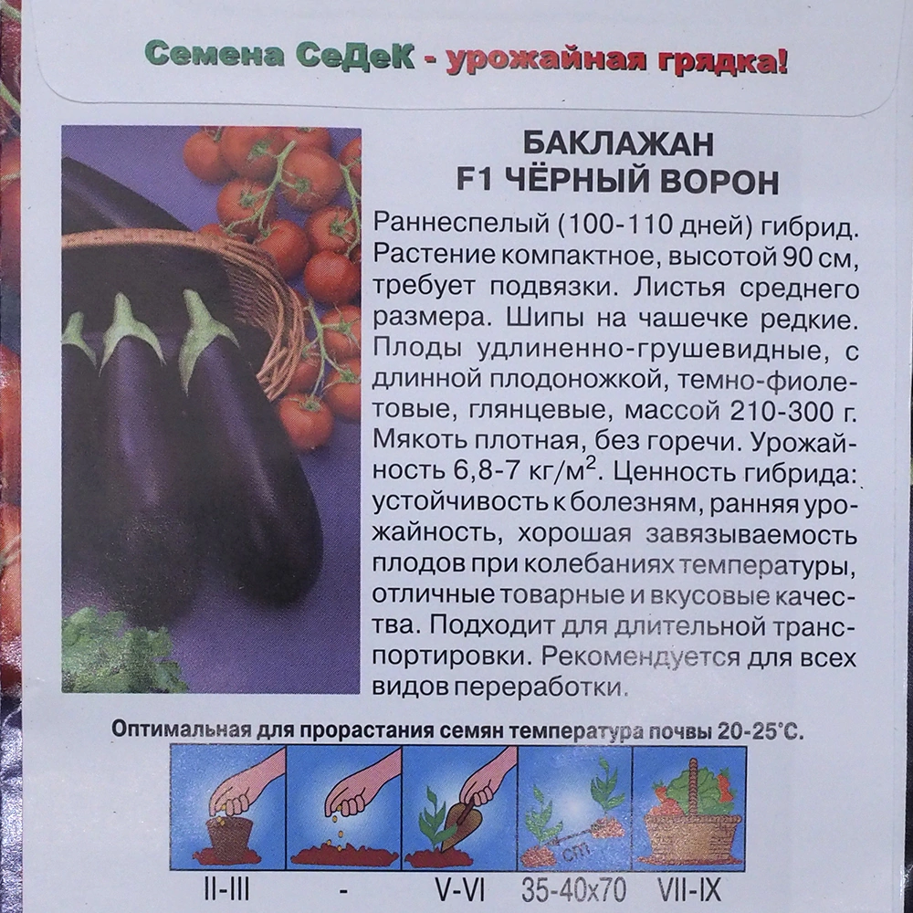 Баклажан Черный ворон F1 0,2 г Седек