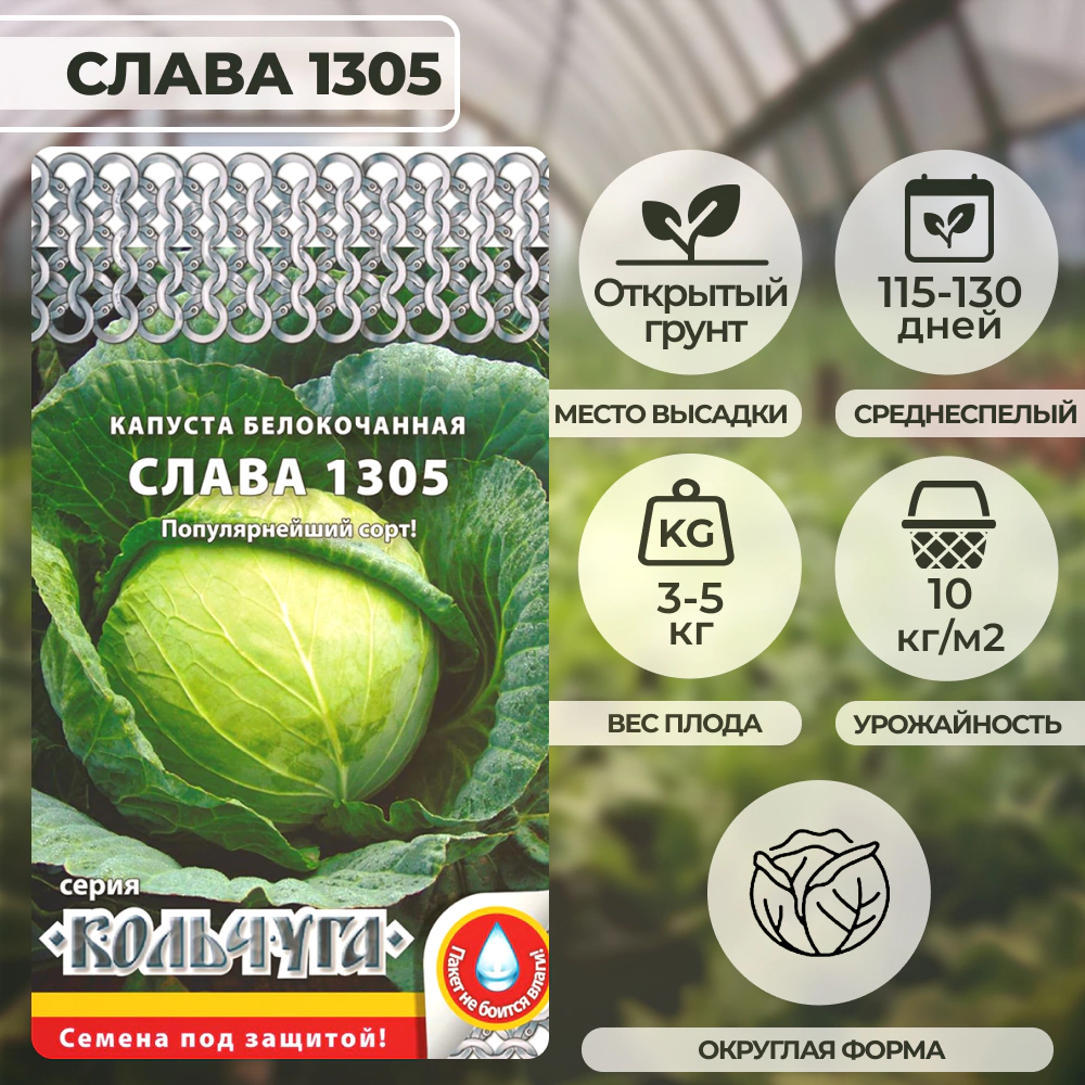 Капуста белокочанная Слава 1305, 0,5 г