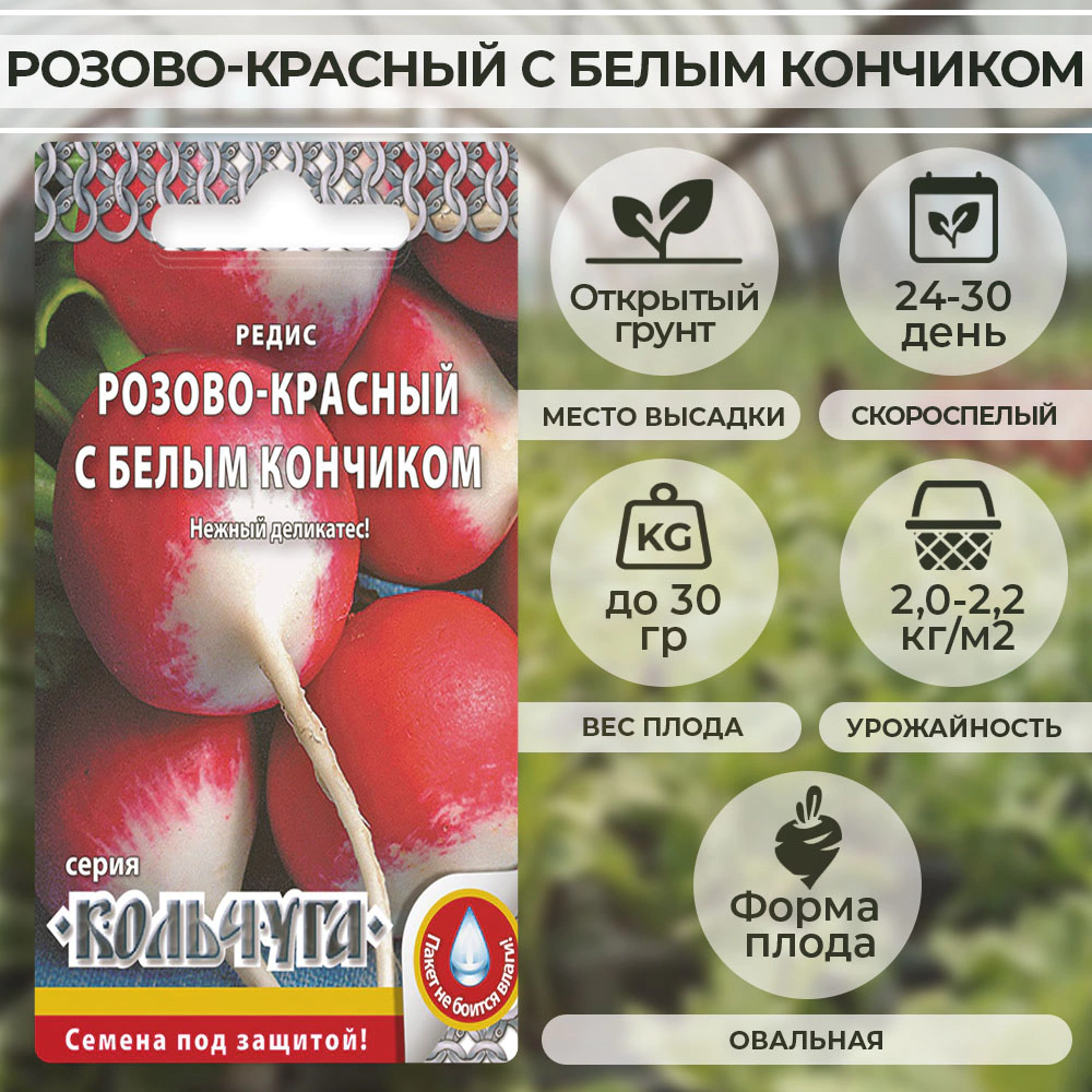 Редис Розово-красный с белым кончиком "Кольчуга NEW" 2 г