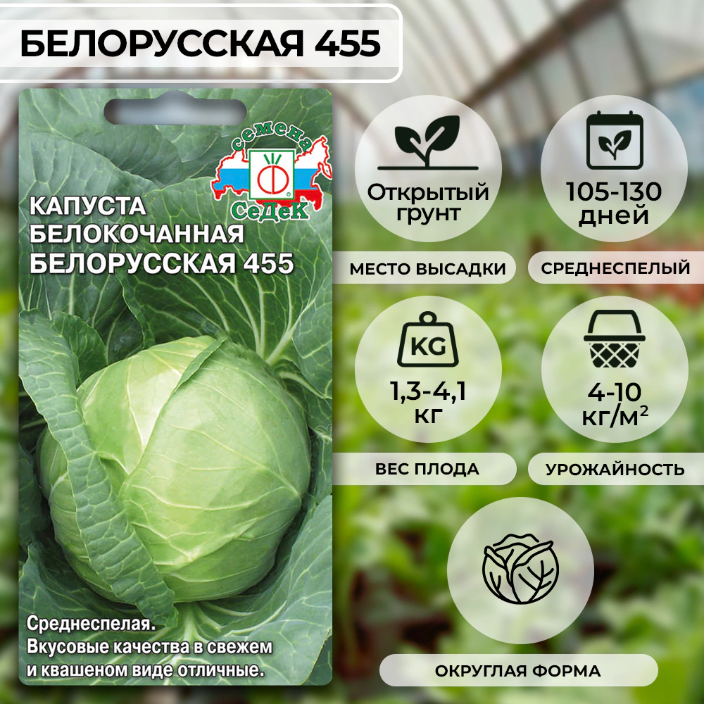Капуста белокочанная Белорусская 455, 0,5 г