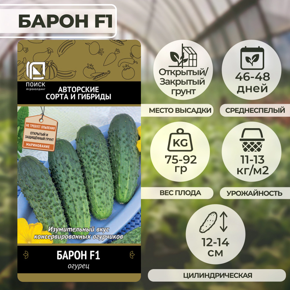 Огурец Барон F1, 12 шт