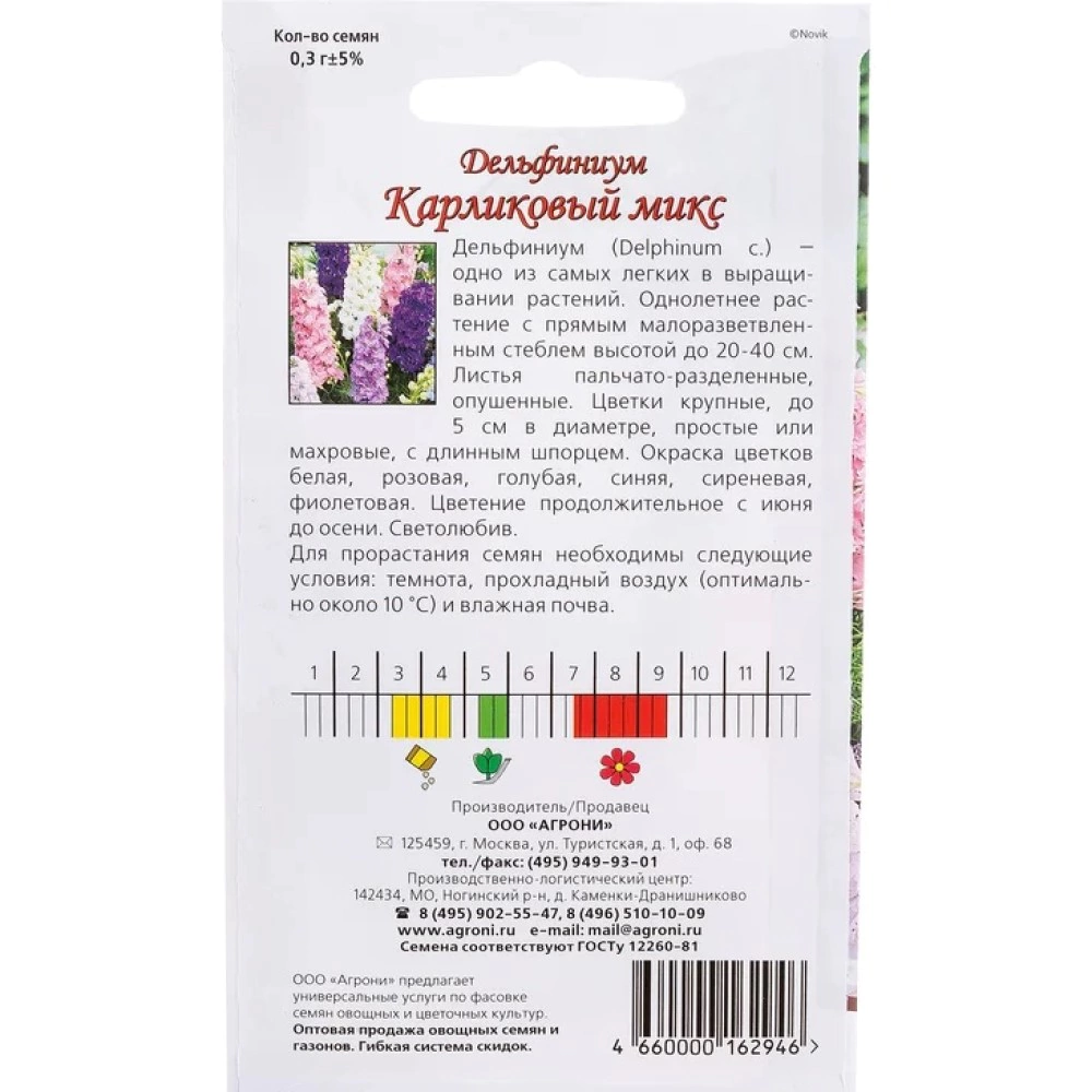 Дельфиниум Карликовый микс 0,3 г