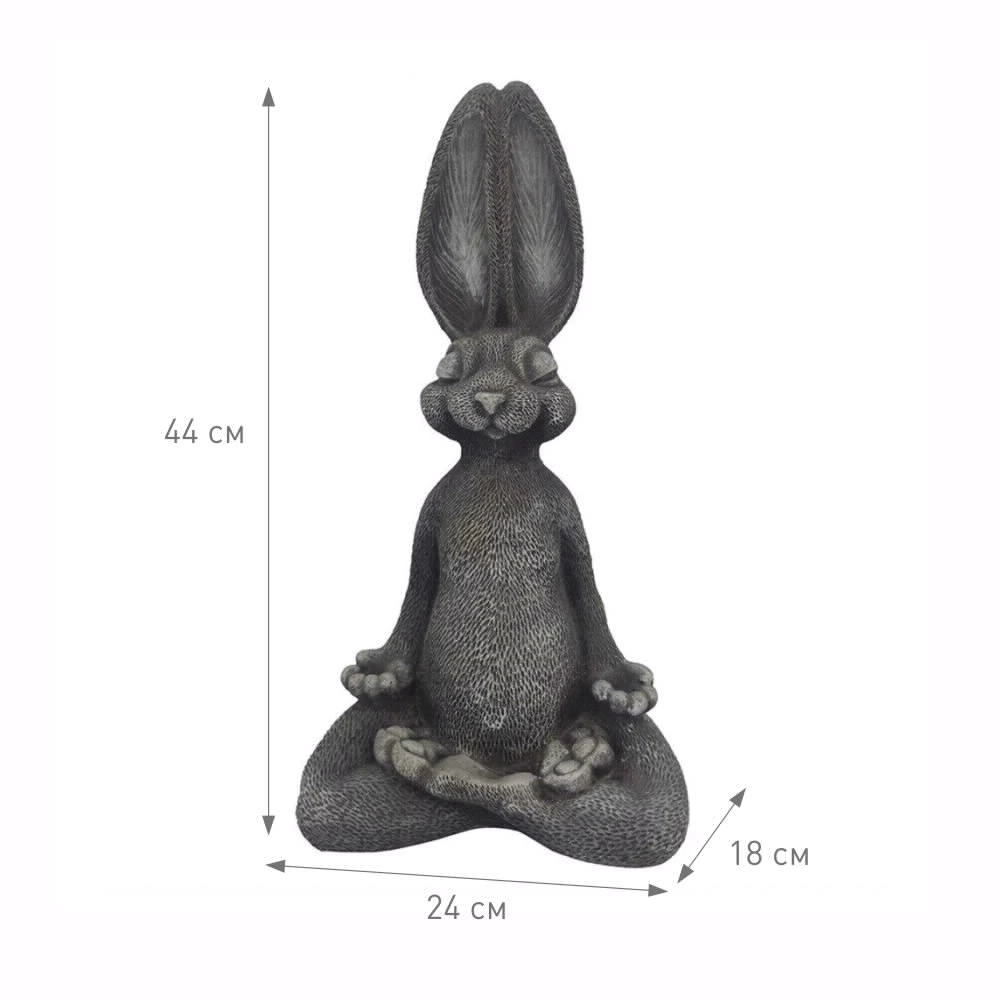 Садовая фигура Зайка ДЗЕН серебро 44х24х18 см