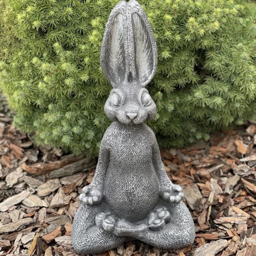 Садовая фигура Зайка ДЗЕН серебро 44х24х18 см
