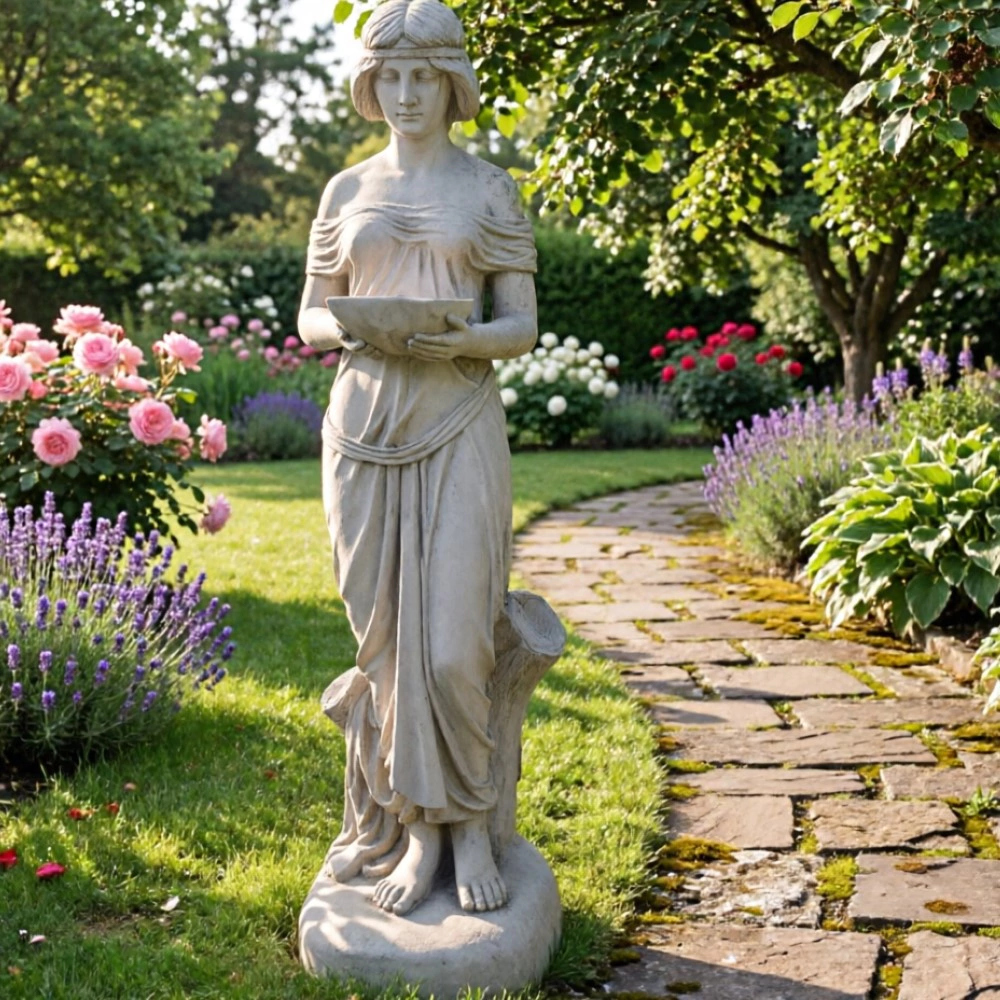Садовая фигура Девушка с чашей 35x29x104 см
