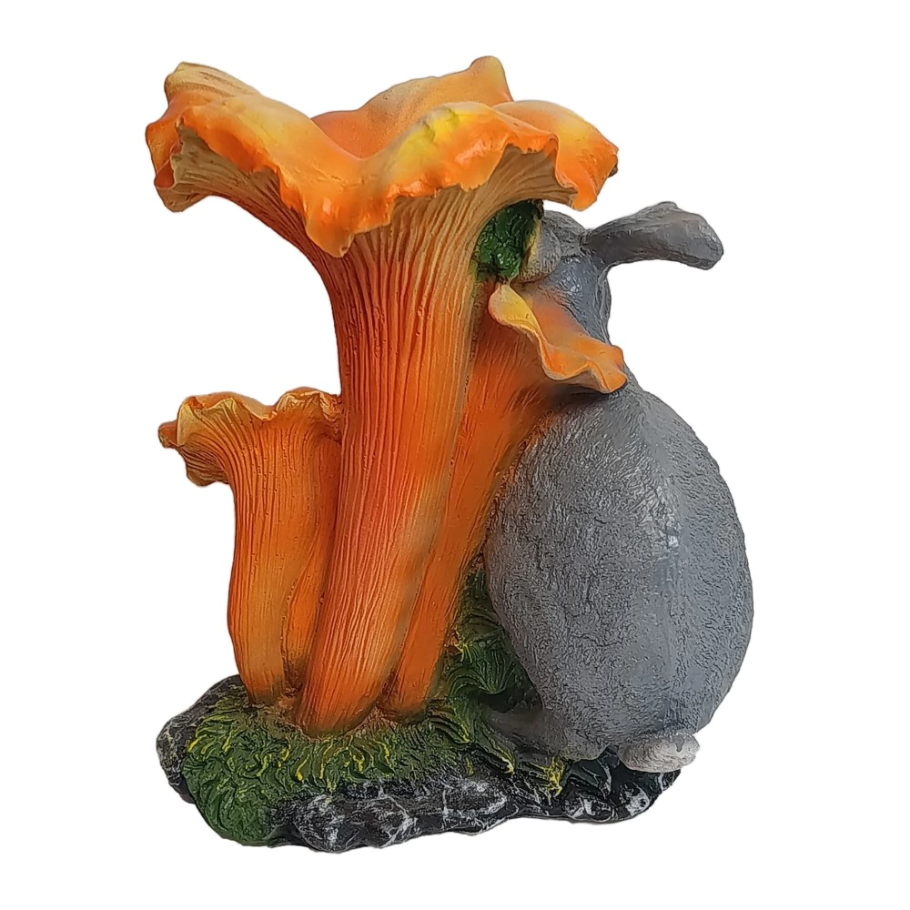 Садовая фигура Гриб-лисичка с зайчиком 34х25х20 см