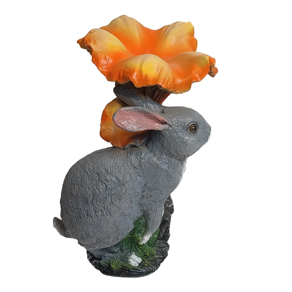 Садовая фигура Гриб-лисичка с зайчиком 34х25х20 см