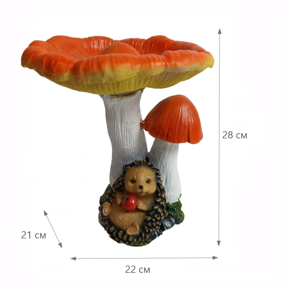 Садовая фигура Гриб сыроежка с ежиком 28х22х21 см