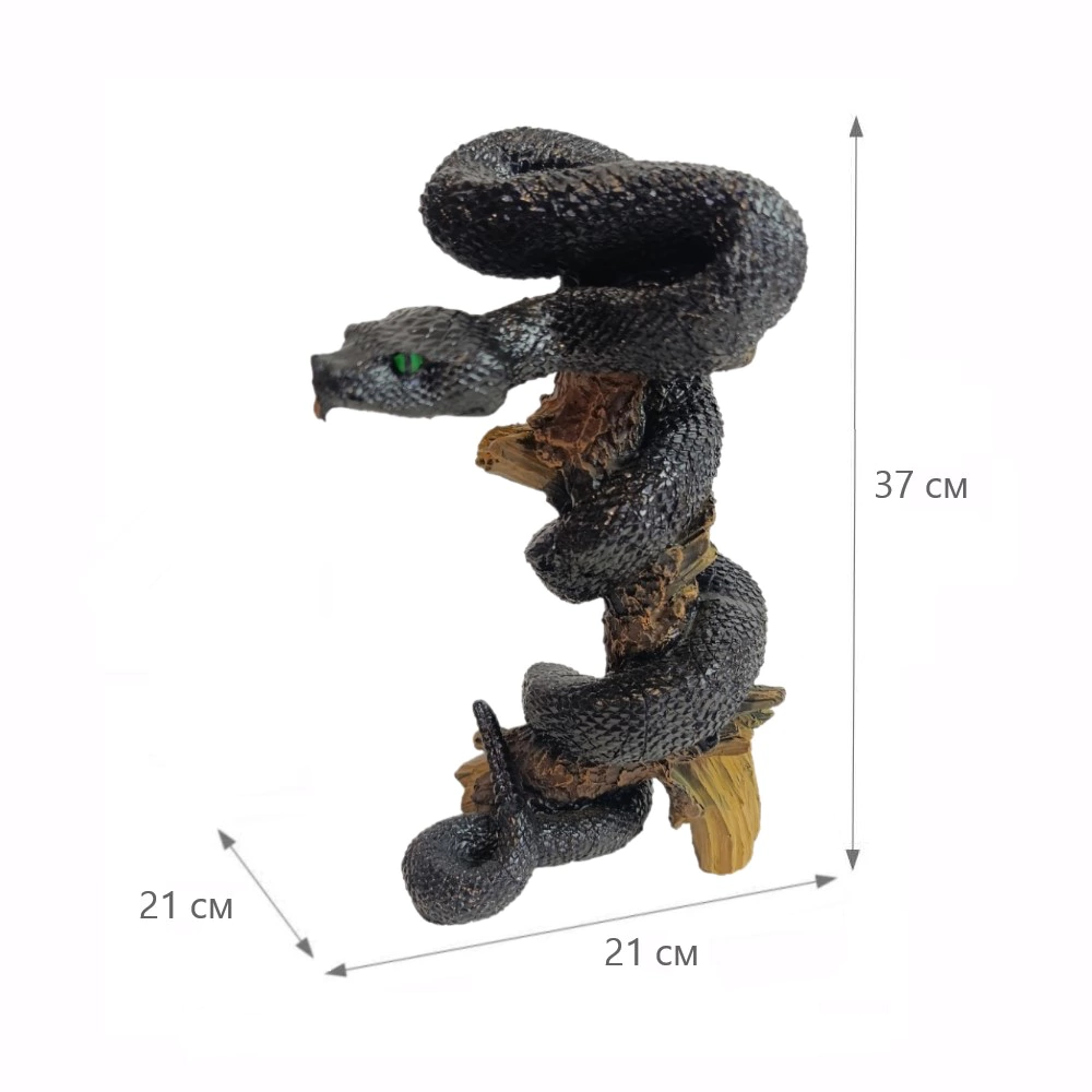 Садовая фигура Змея на коряге 37х21х21 см черная