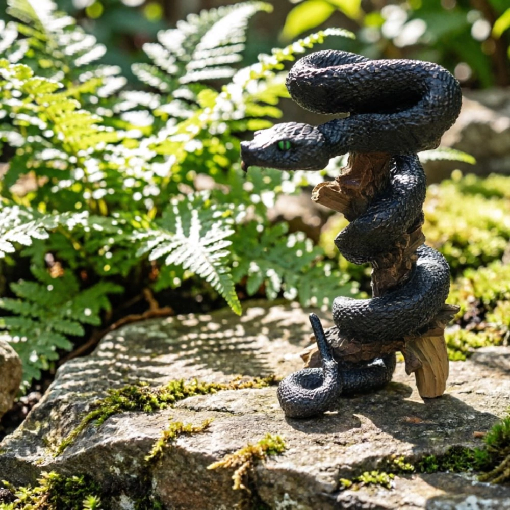 Садовая фигура Змея на коряге 37х21х21 см черная
