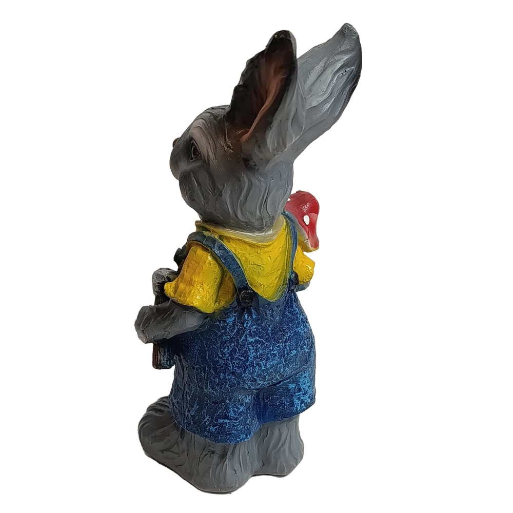 Садовая фигура Заяц с грибом и киркой 36х16х15 см