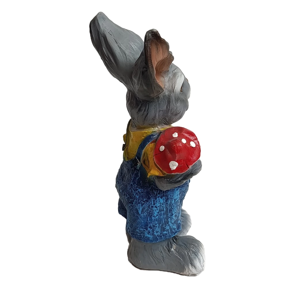 Садовая фигура Заяц с грибом и киркой 36х16х15 см