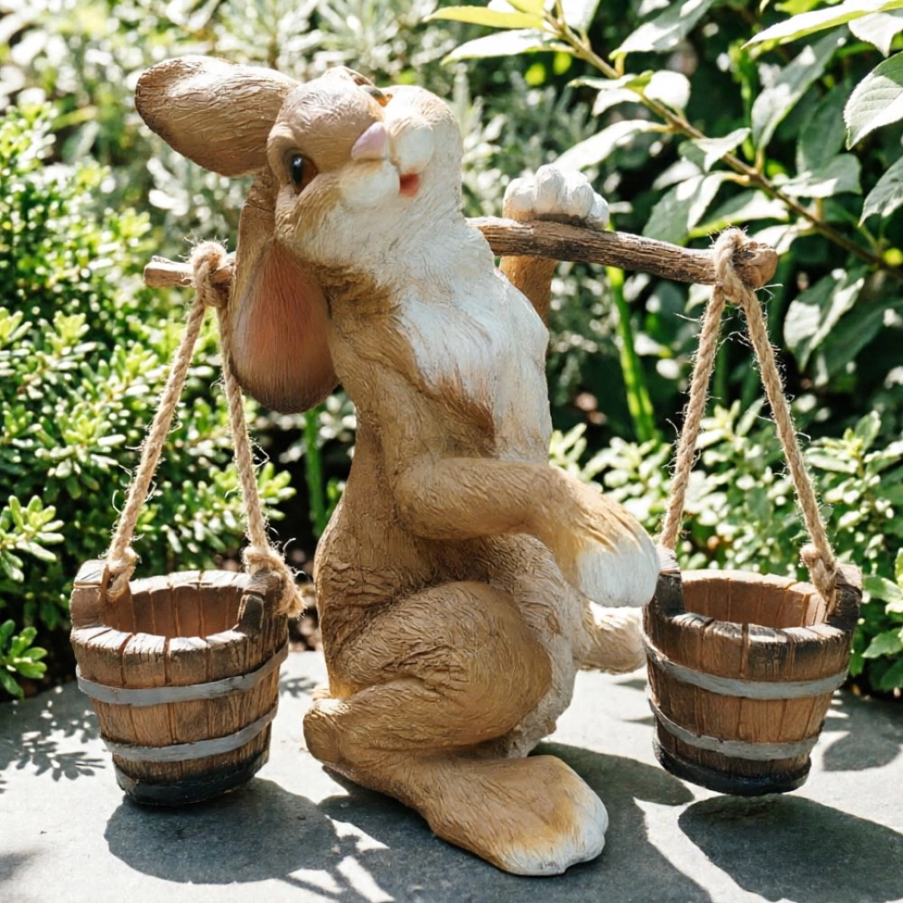 Садовая фигура Заяц с коромыслом 35х38х26 см