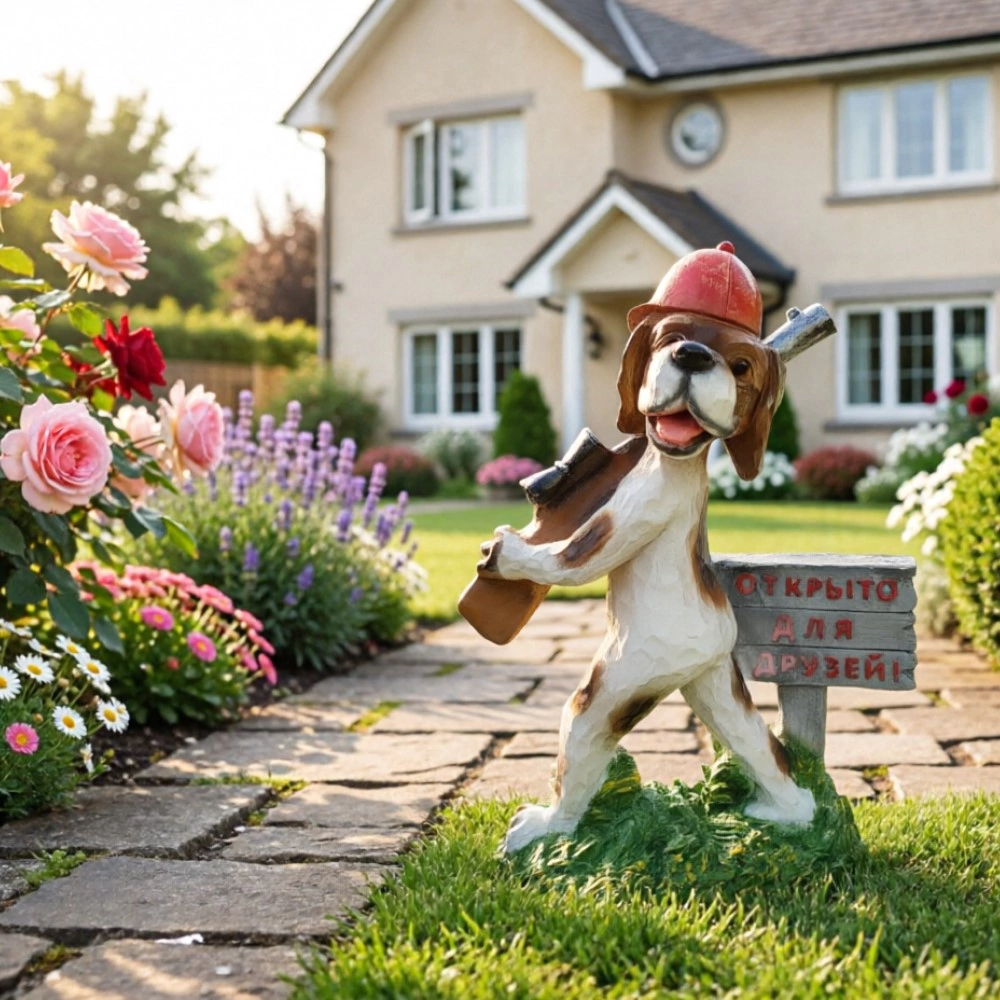 Садовая фигура Собака "Открыто для друзей" 52х38х22 см