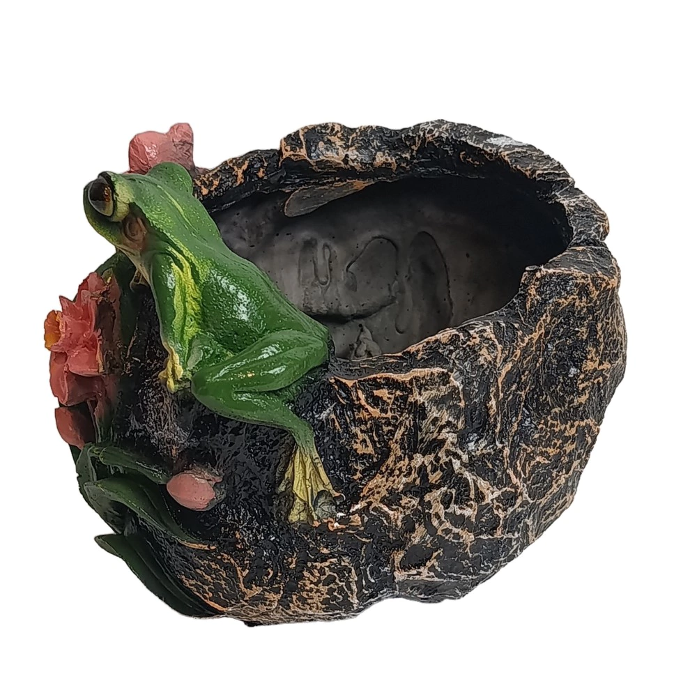 Садовая фигура Камень с лягушкой 21х19х19 см d16 см