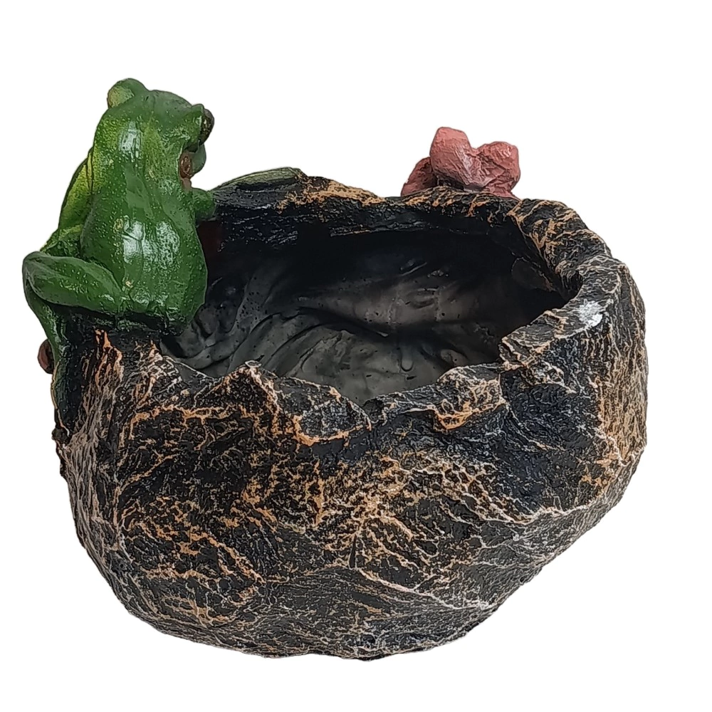 Садовая фигура Камень с лягушкой 21х19х19 см d16 см