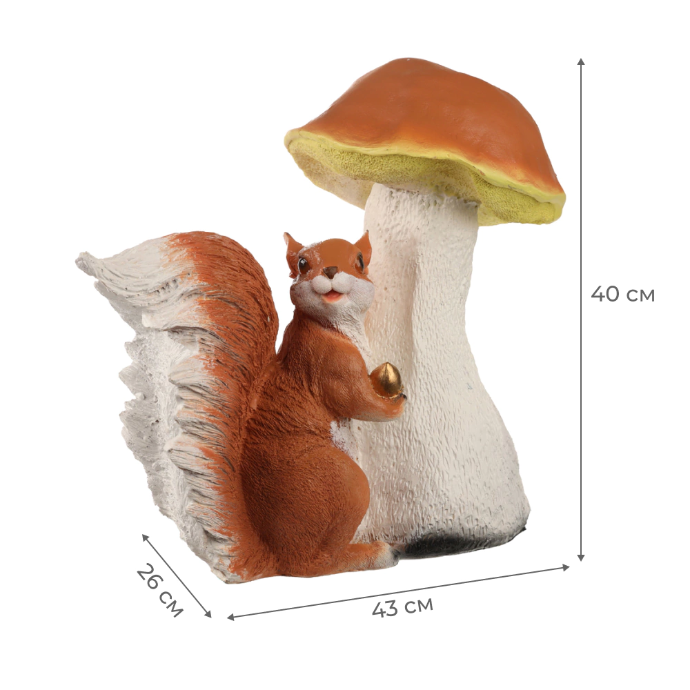 Садовая фигура Гриб-подосиновик с белкой 43х40х26 см