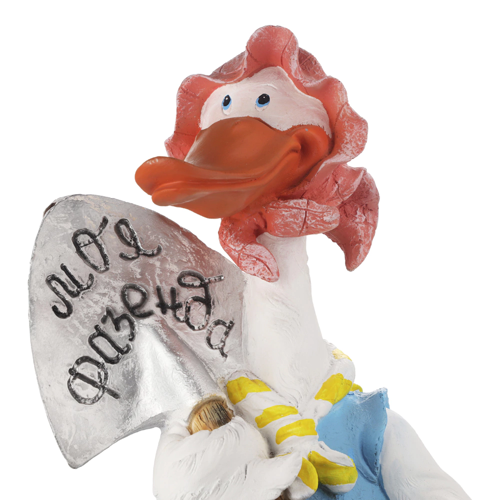 Садовая фигура Утка с лопатой "Моя фазенда" 40х33х69 см