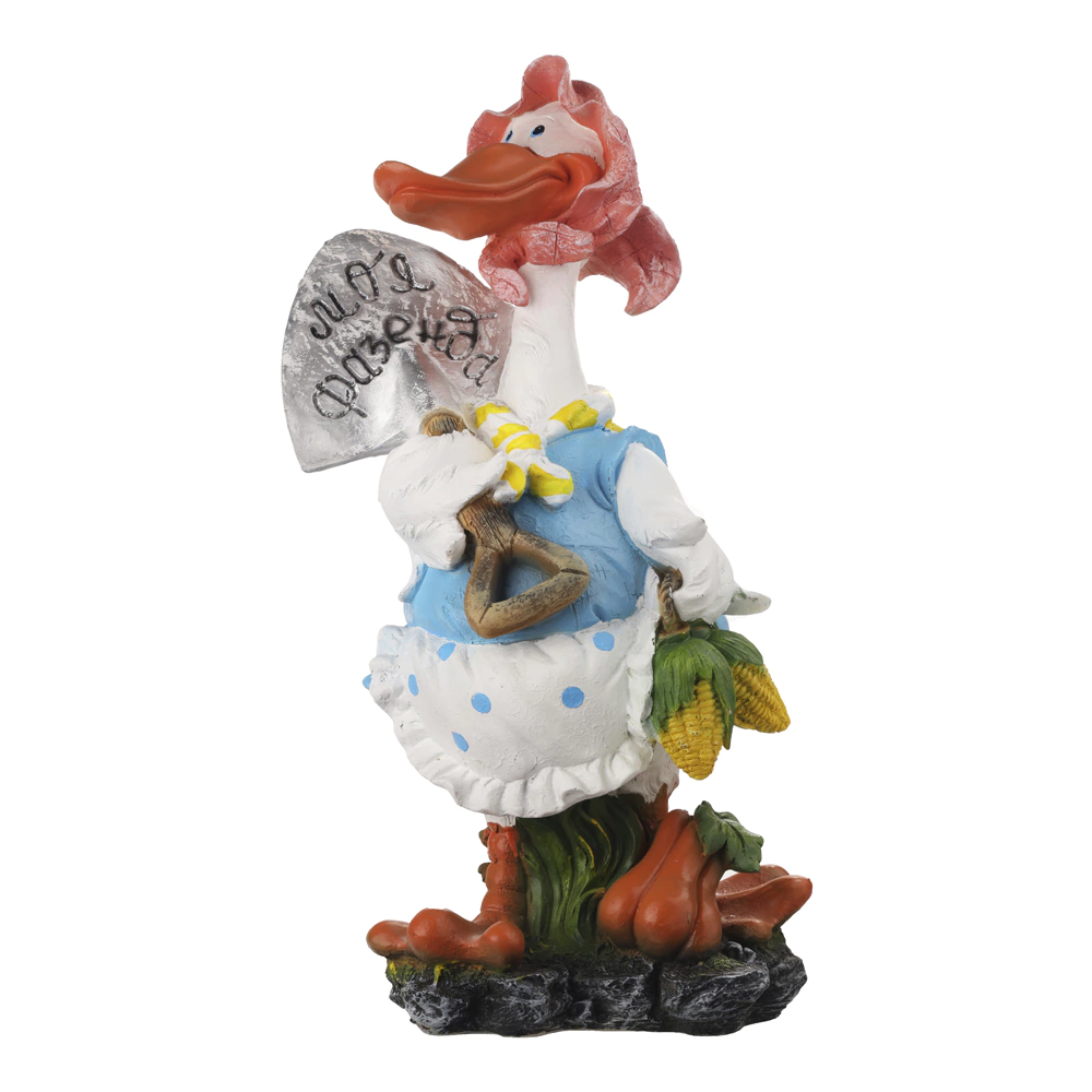 Садовая фигура Утка с лопатой "Моя фазенда" 40х33х69 см