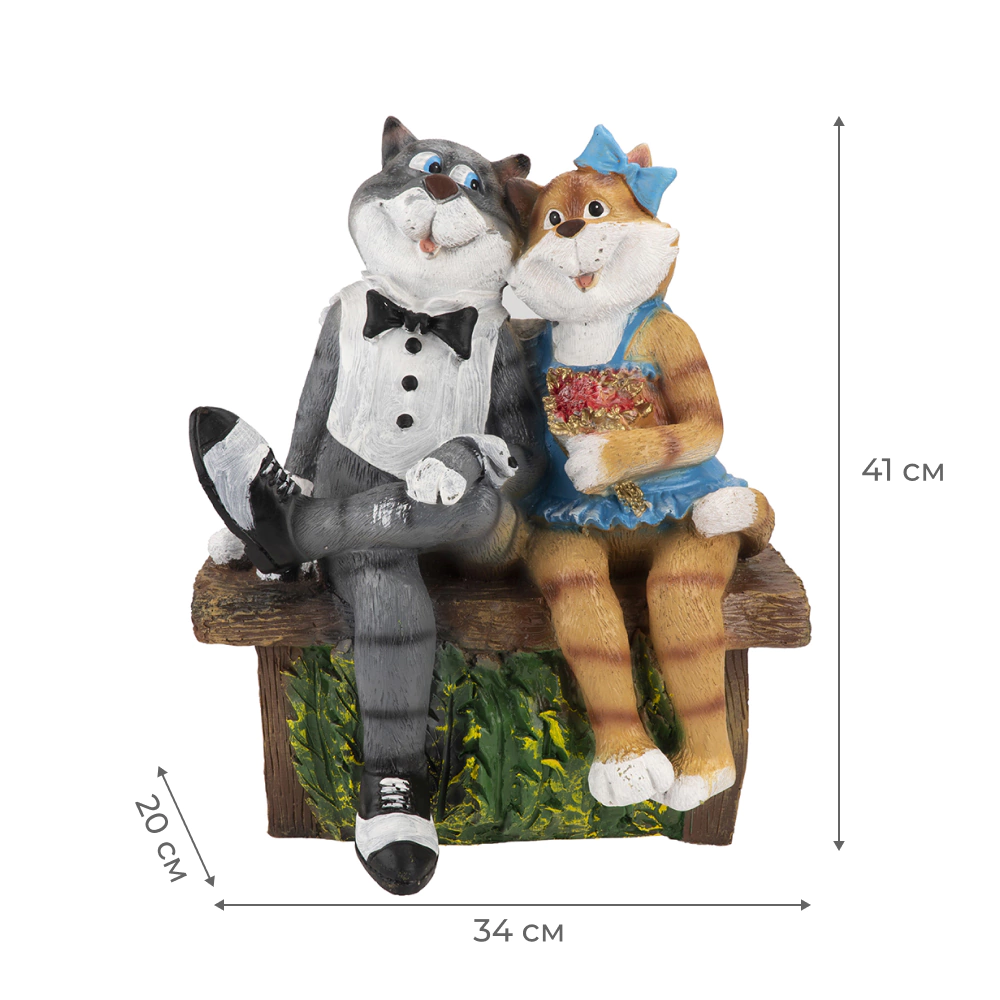 Садовая фигура Влюбленные коты 20x34x41 см