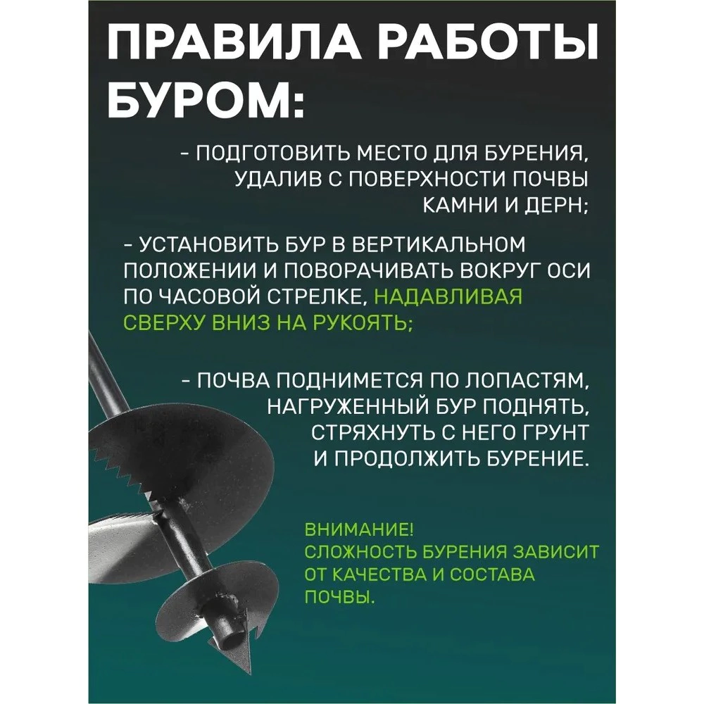 Бур садовый ручной d250 мм 2-шнековый PraktischeTools