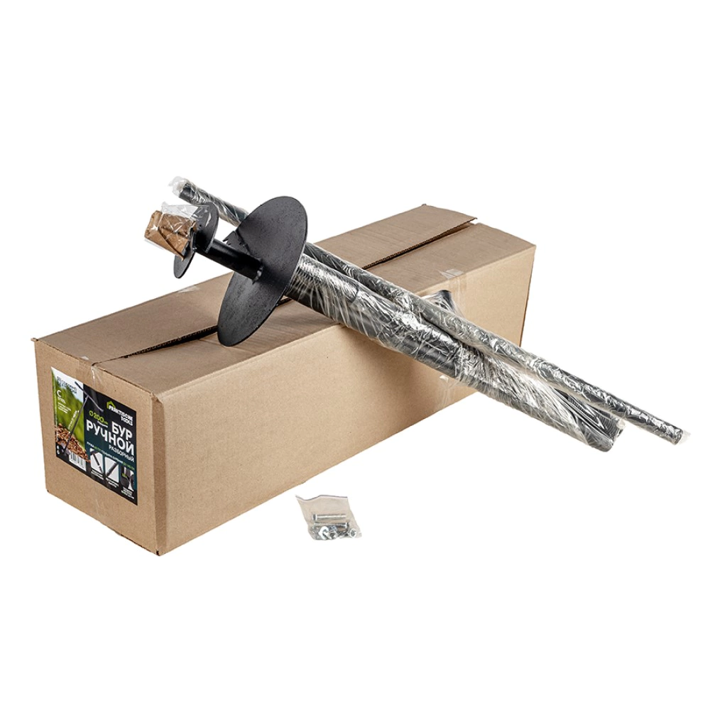 Бур садовый ручной d200 мм 2-шнековый разборный PraktischeTools