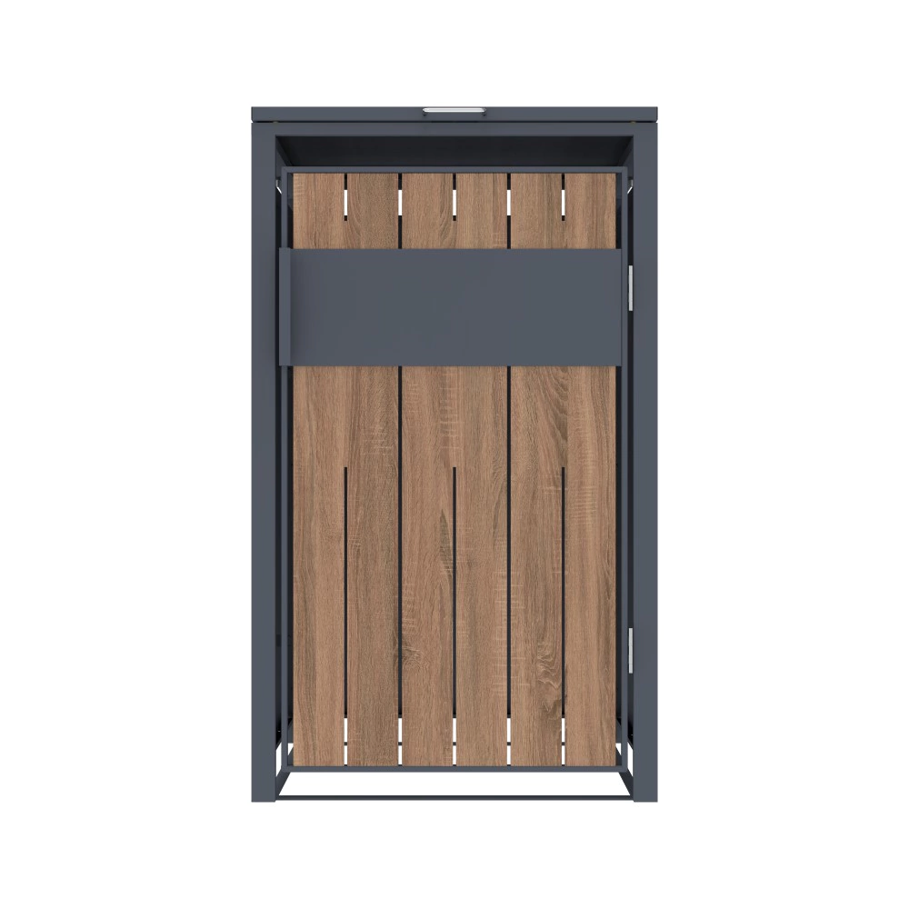 Ящик декоративный 68х80х116 см для мусорных баков, цвет антрацит и дерево VERANA