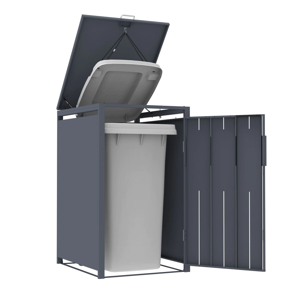 Ящик декоративный 68х80х116 см для мусорных баков, цвет антрацит и дерево VERANA