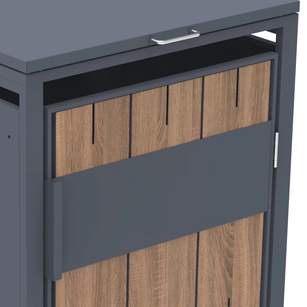 Ящик декоративный 68х80х116 см для мусорных баков, цвет антрацит и дерево VERANA