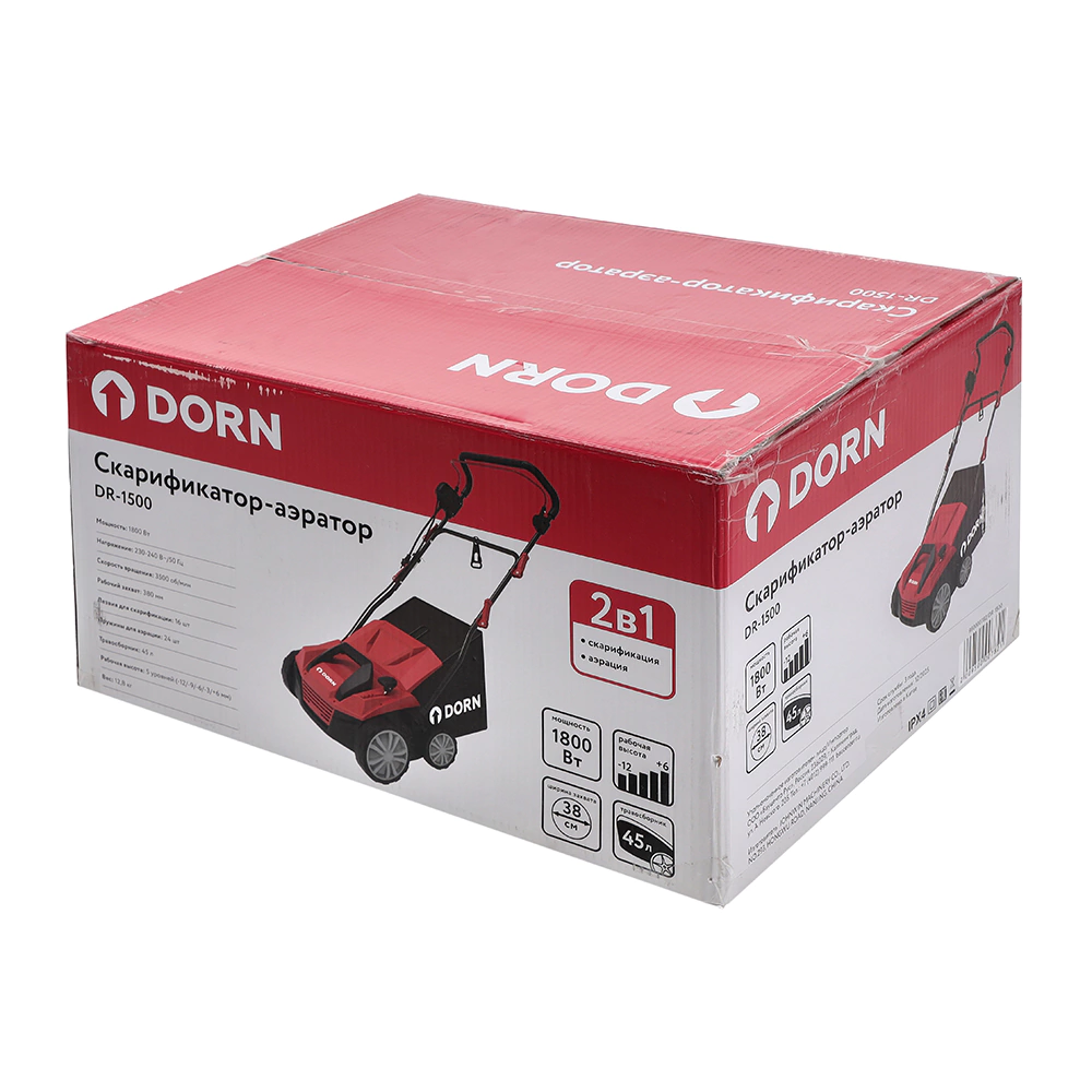 Скарификатор-аэратор 1800 Вт захват 38 см DORN WR6022