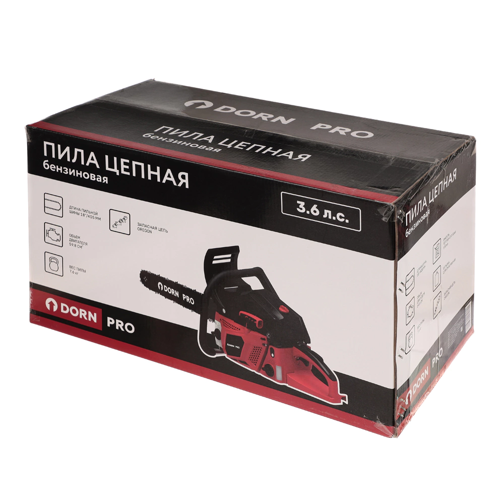 Бензопила DORN PRO TT-CS598, 3,6 л.с. шина 18" (45 см)