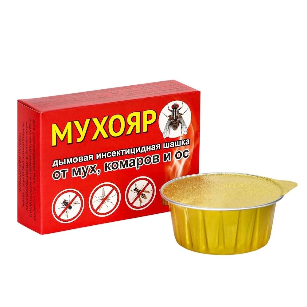 Дымовая инсектицидная шашка от мух, комаров и ос МУХОЯР 50 г