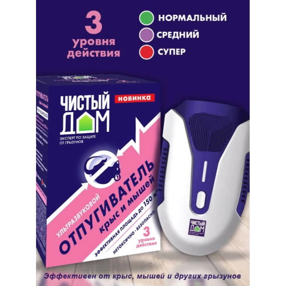 Ультразвуковой отпугиватель крыс и мышей защита 24 часа Чистый дом
