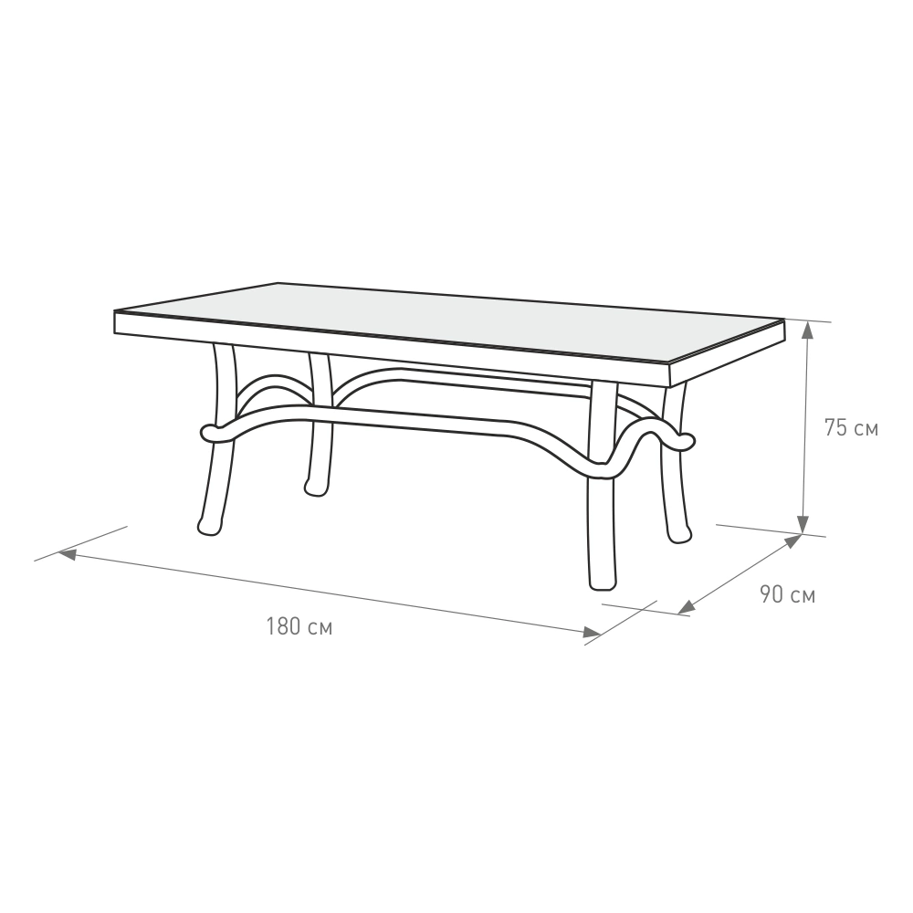 Стол садовый AIKO Legend 180x90x75 см техноротанг белый