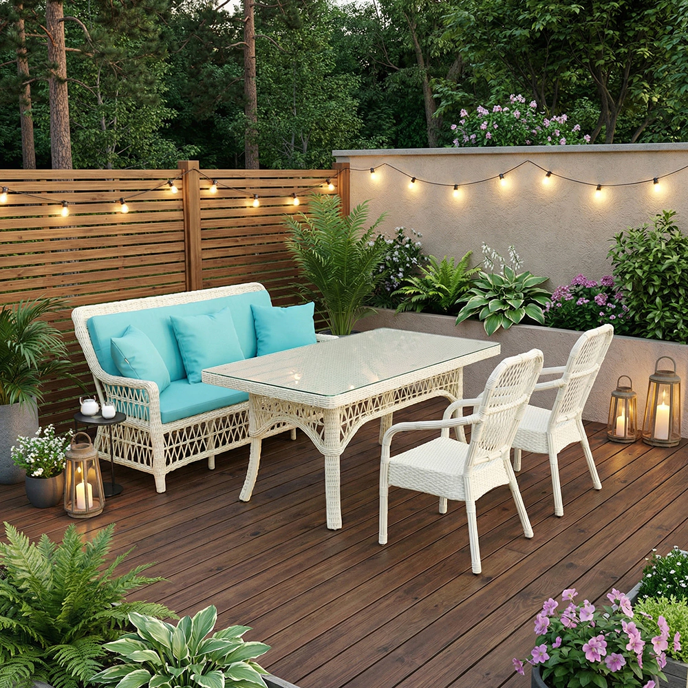 Стол садовый AIKO Legend 180x90x75 см техноротанг белый