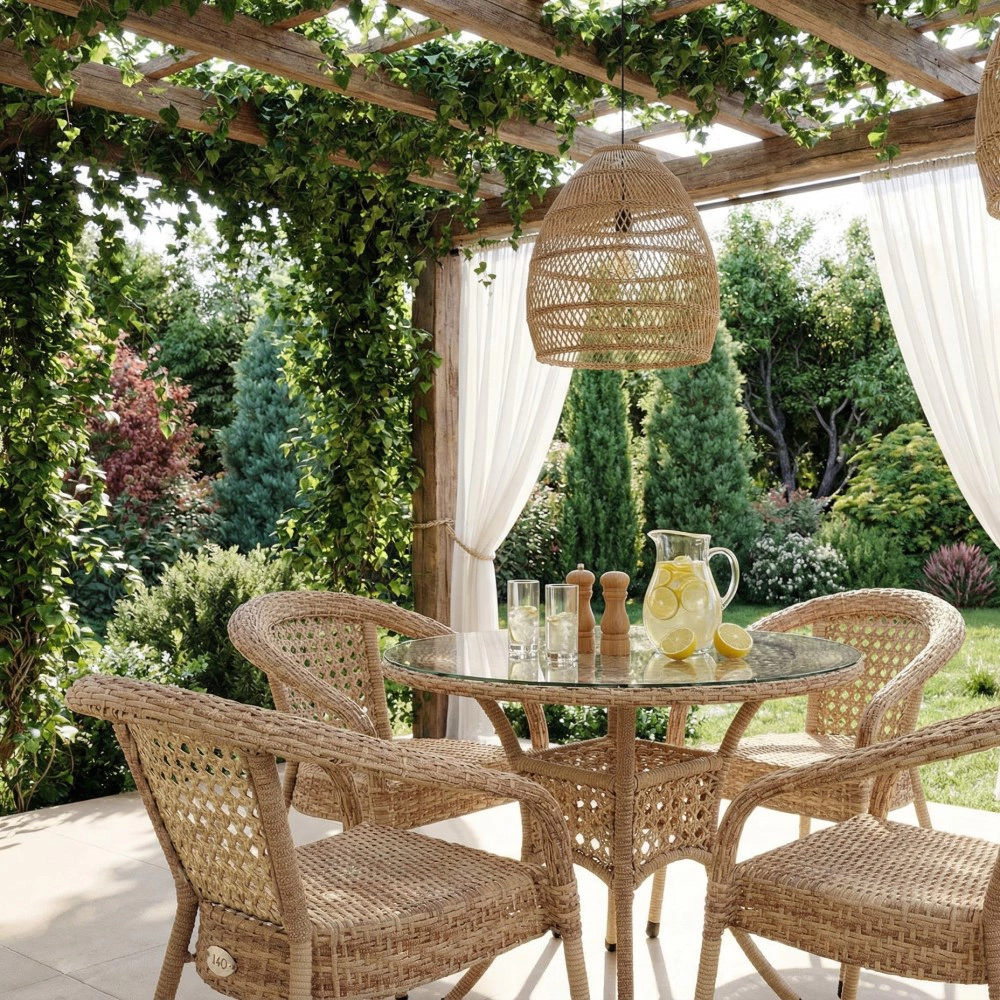 Стол садовый AIKO DECO 90x75 см техноротанг тауп