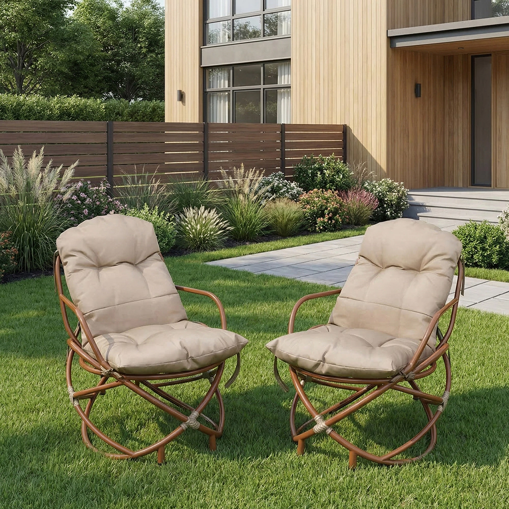 Кресло-качалка садовое AIKO GLOBUS 104х71х100 см сталь, коричневое