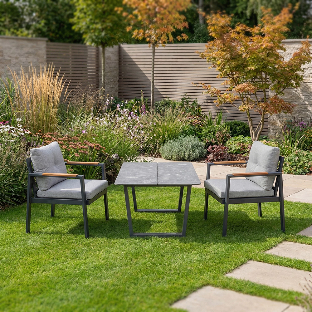 Столик садовый Terazzi Гармони 120х75х45 см металл/пластик серый