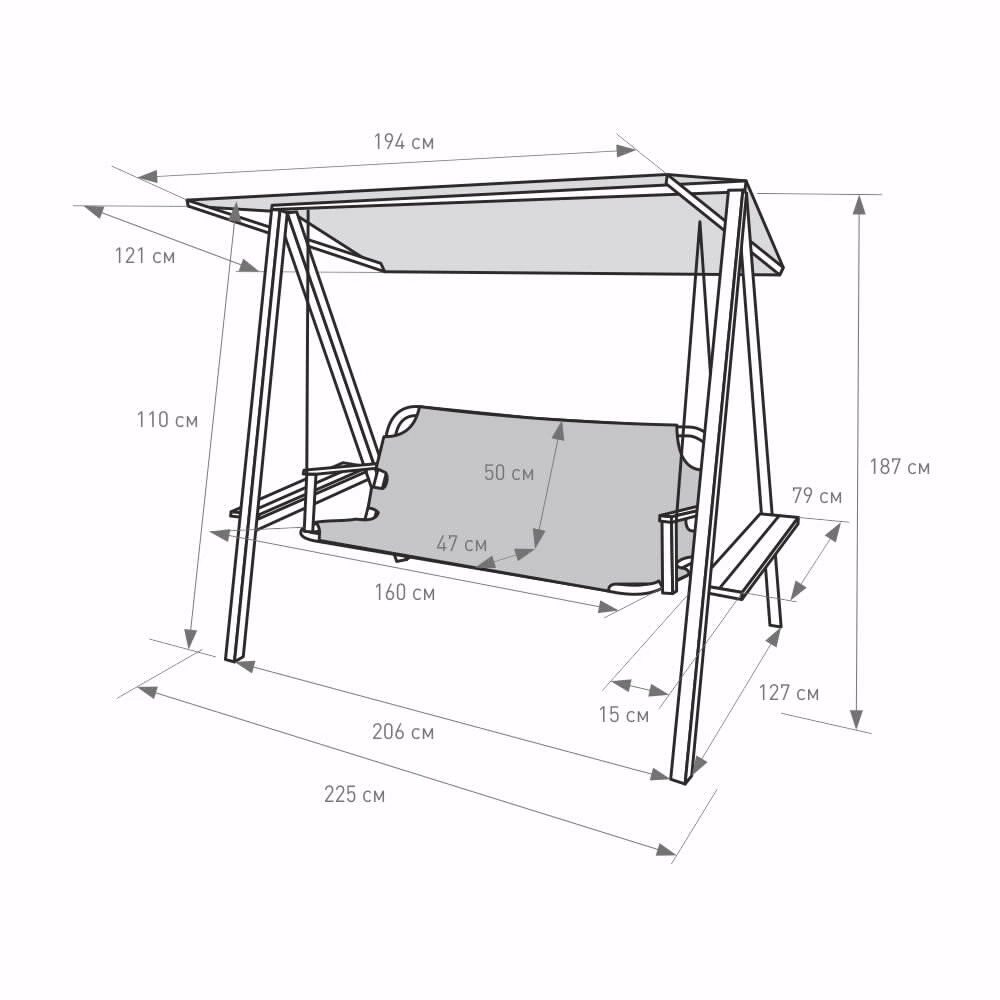 Садовые качели Присма 225х127х187 см