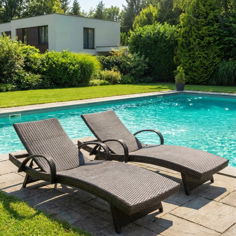 Шезлонг 200x80x72 см сталь/техноротанг