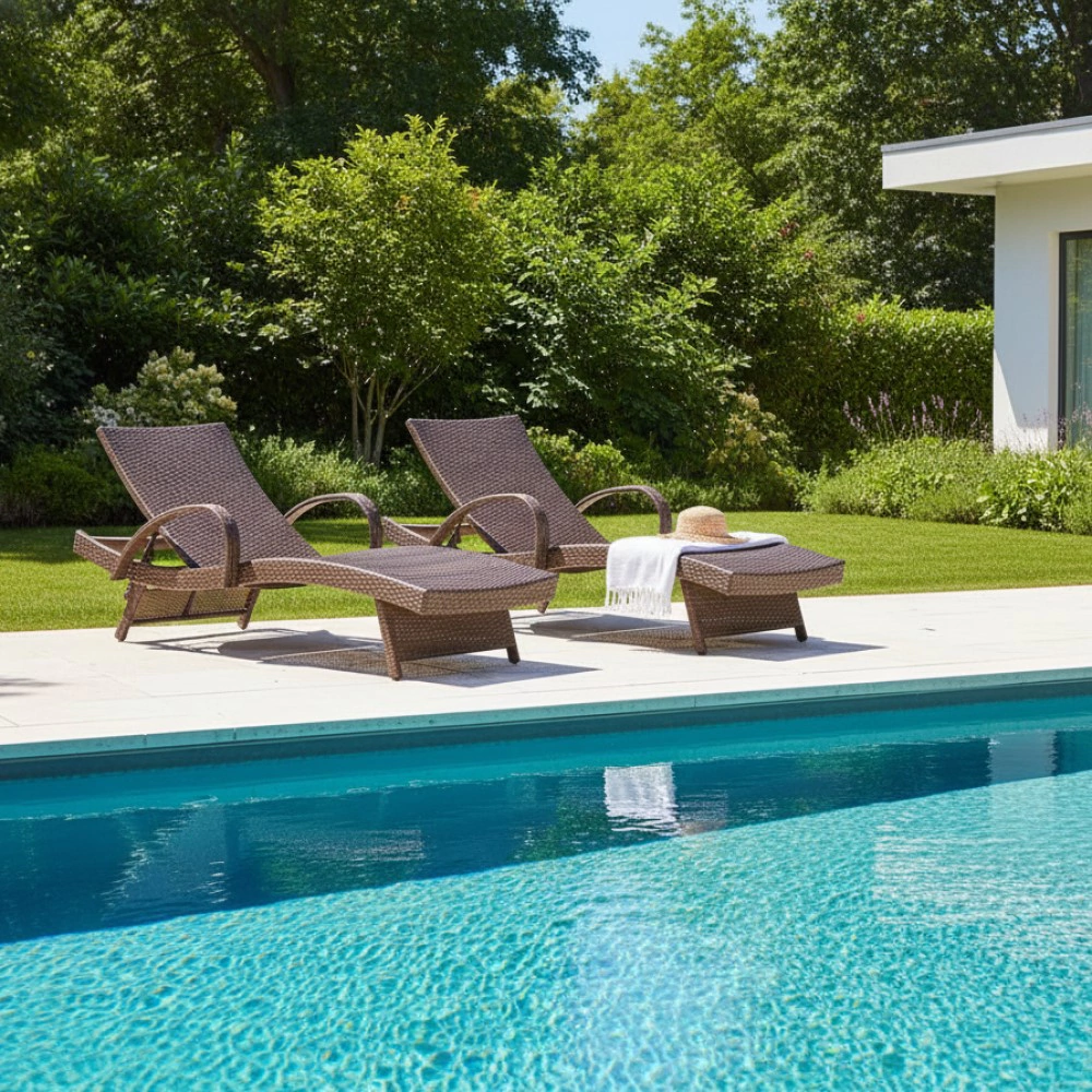 Шезлонг 200x80x72 см сталь/техноротанг