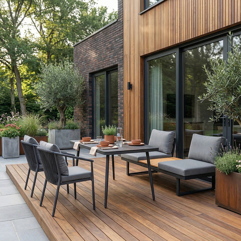 Стол садовый Аскона Экко 180х90х75 см металл/стекло