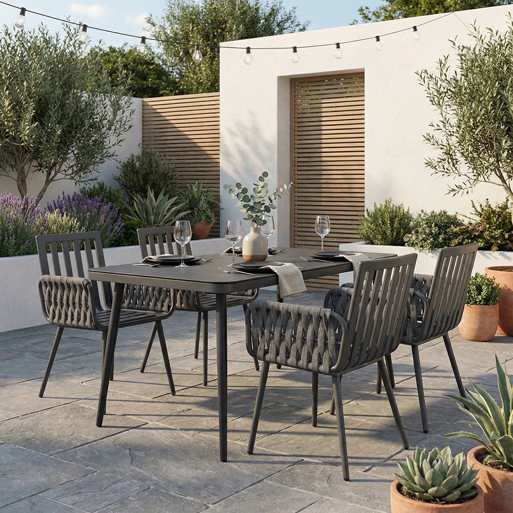 Стол садовый Аскона Экко 180х90х75 см металл/стекло