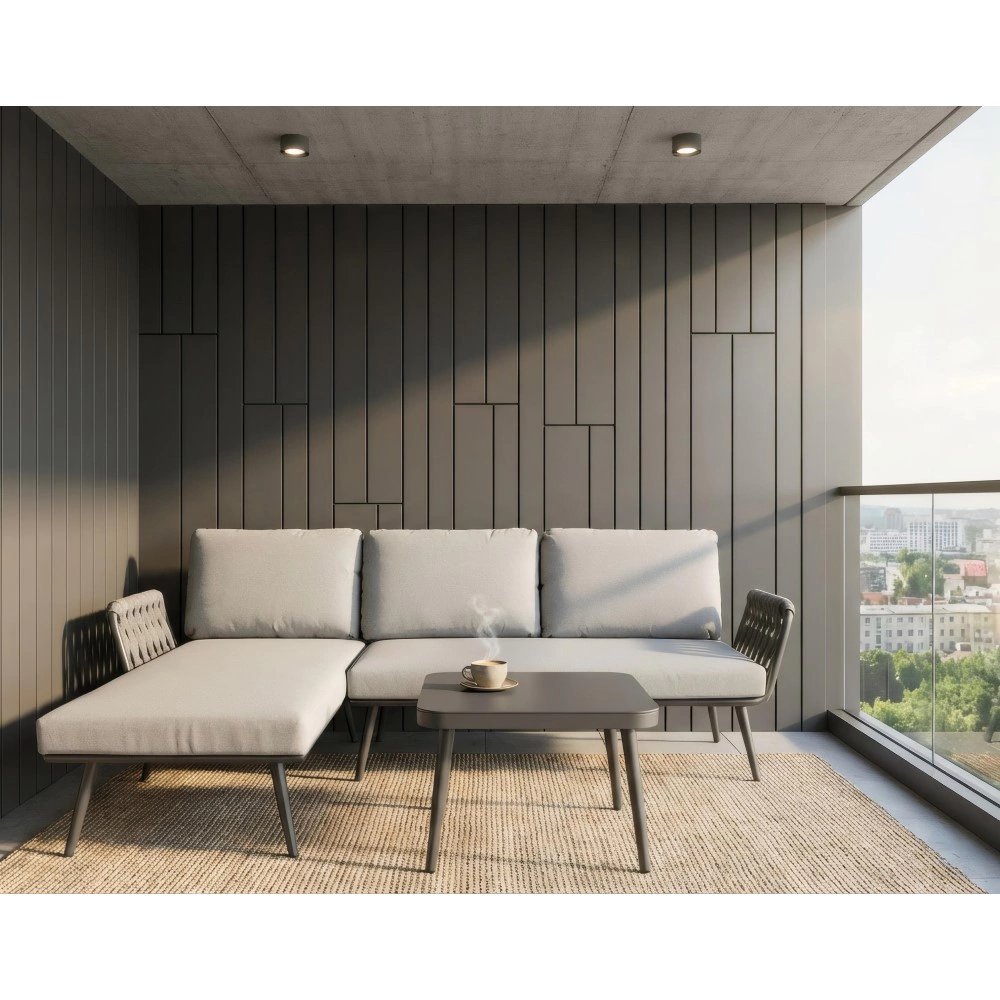 Комплект угловой мебели Аскона 3 предмета с подушками, алюминий