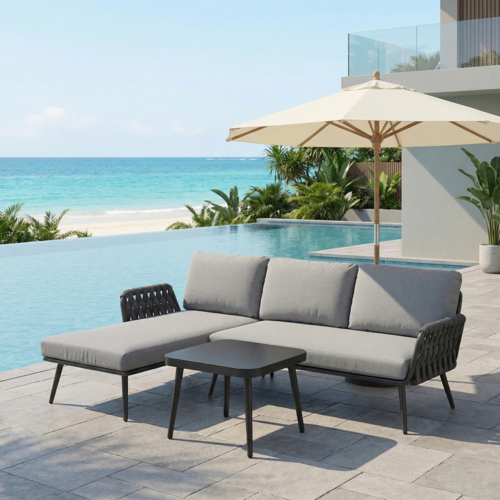 Комплект угловой мебели Аскона 3 предмета с подушками, алюминий