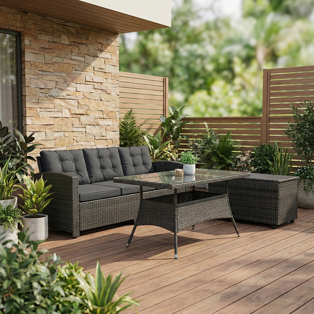 Ящик для подушек из техноротанга 140х72х80 см темно-серый