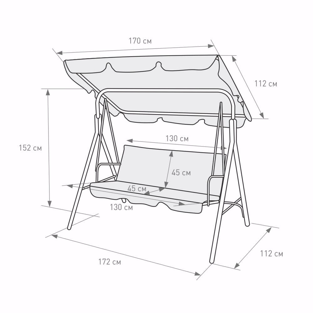 Садовые качели Дача 172х112х152 см