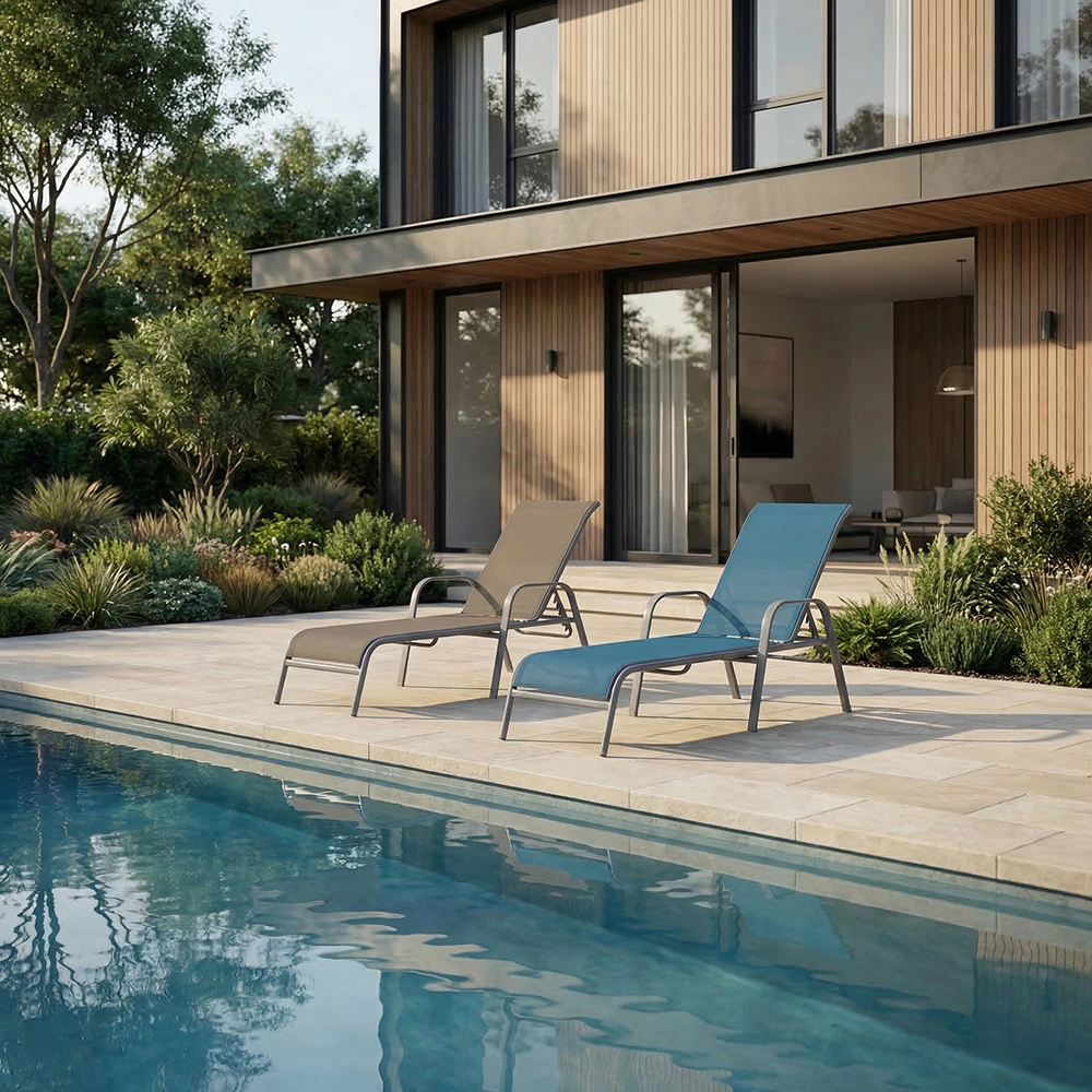 Шезлонг 196x53x31 см металл/текстилен, коричневый