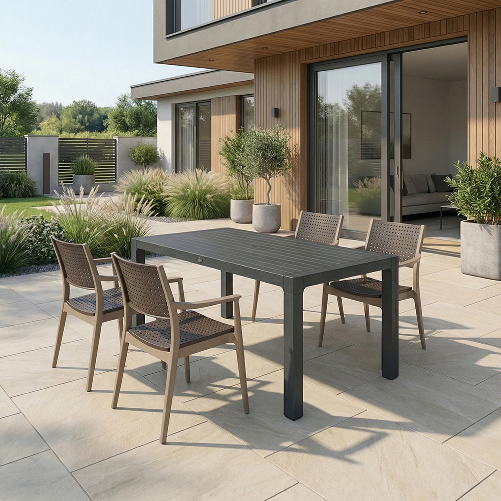 Стол садовый Novussi Wood 150x90х75 см пластик антрацит